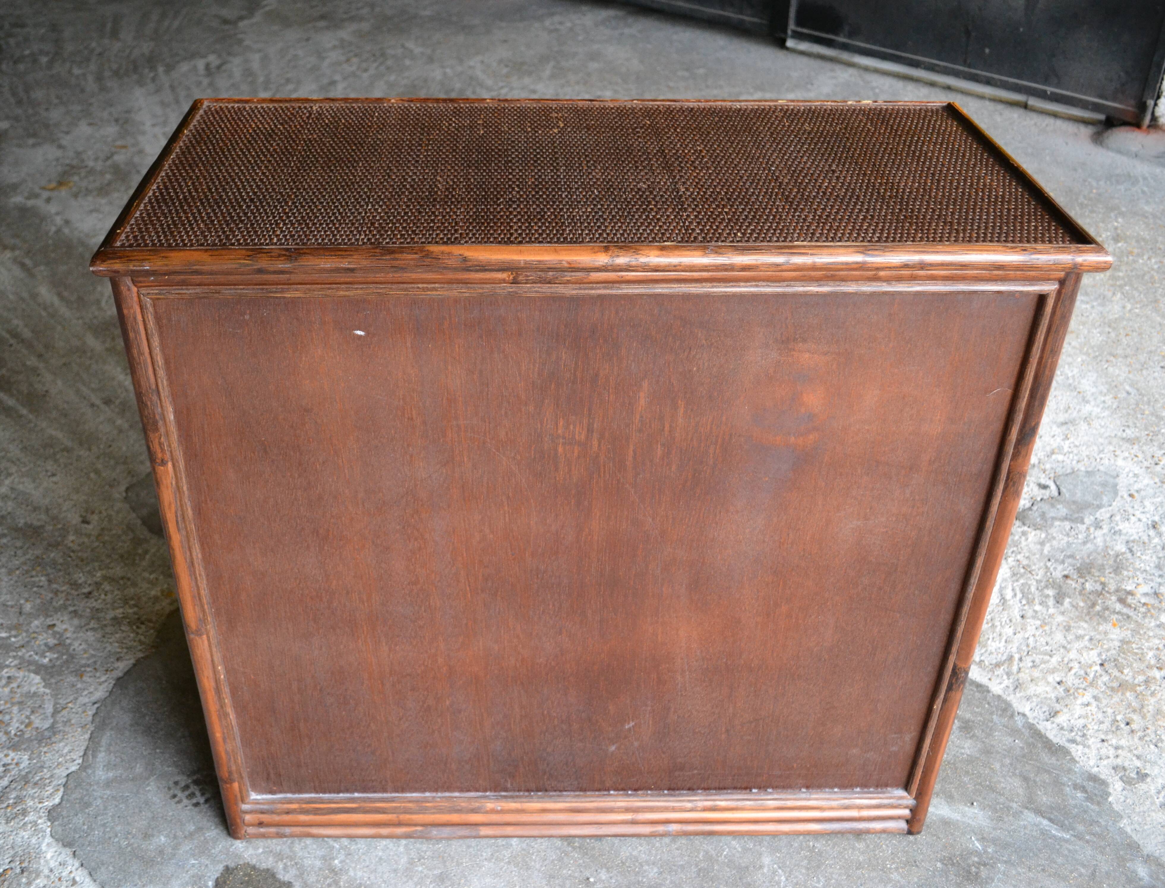 commode rotin et bambou années 70