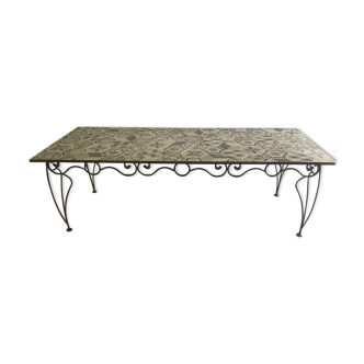 Wrought iron table and tiles