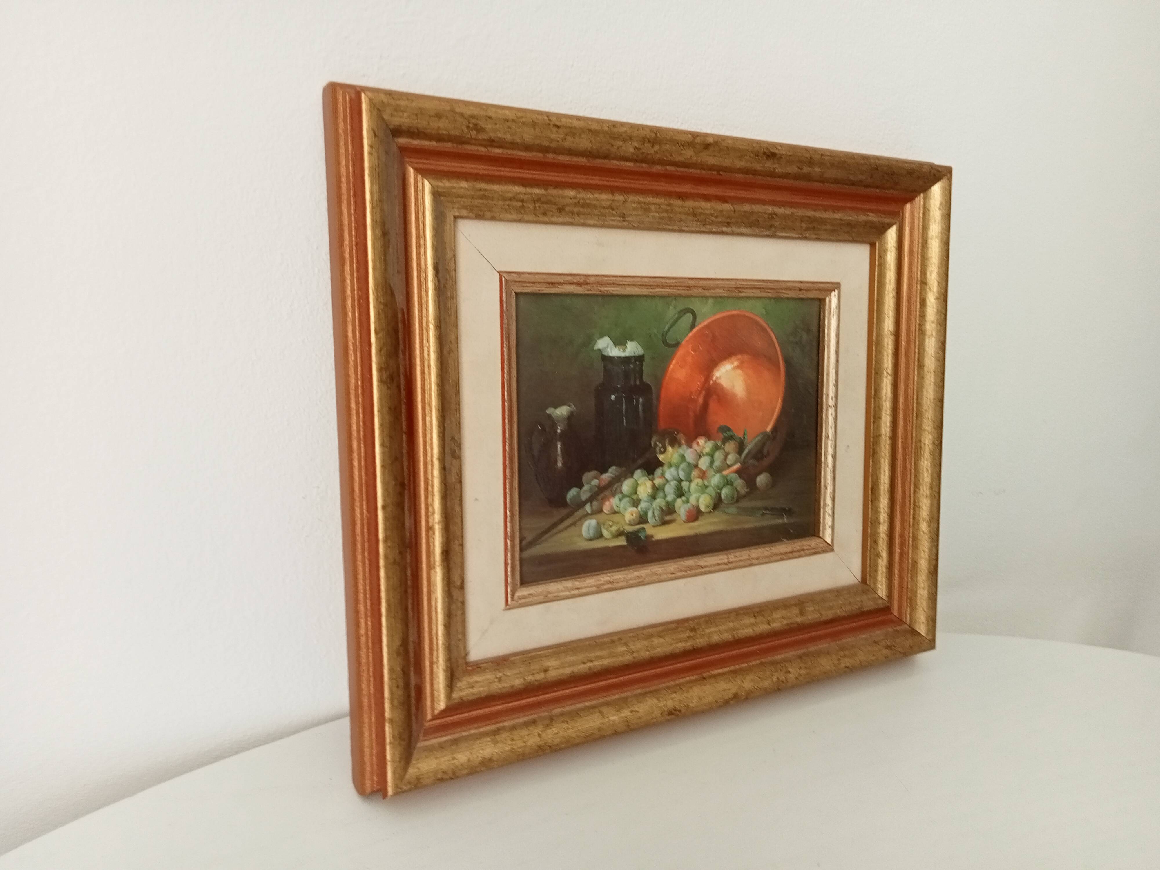 Oil painting on cardboard small format still life