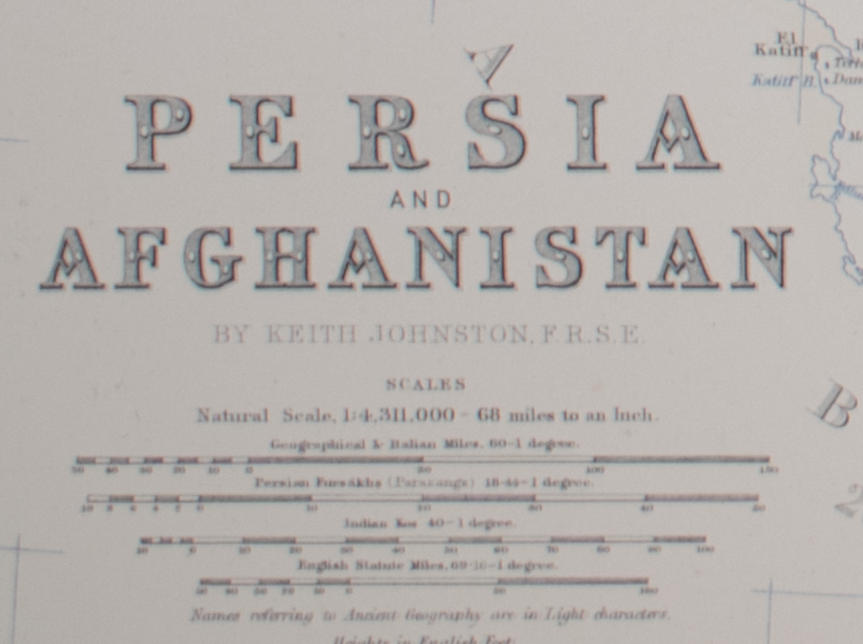Map of Persia and Afghanistan c1869 Keith Johnston Royal Atlas Hand coloured map
