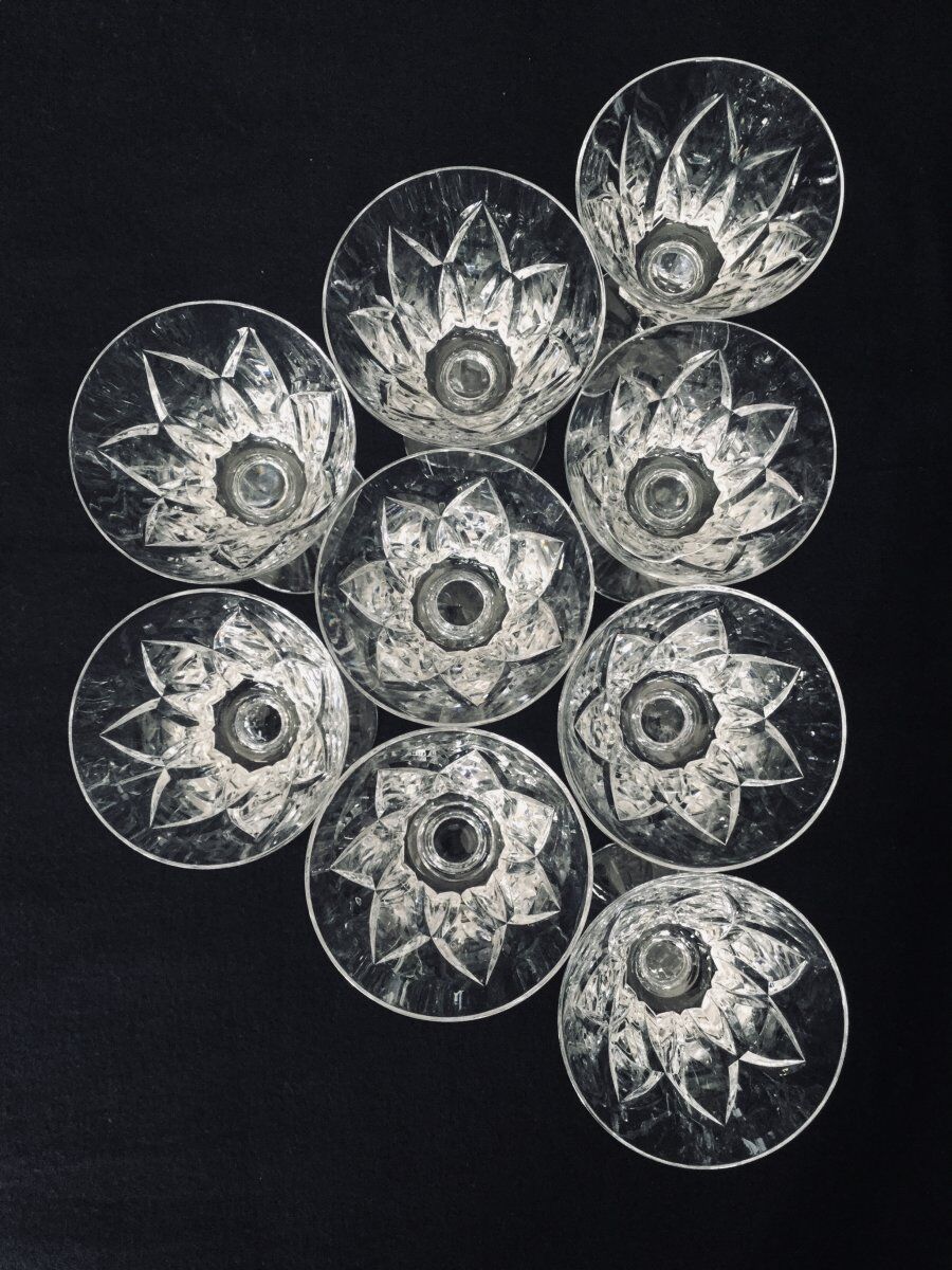 Set of 9 glasses of white wine in crystal of Saint Louis camargue model