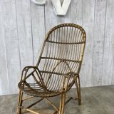 Large vintage rattan armchair