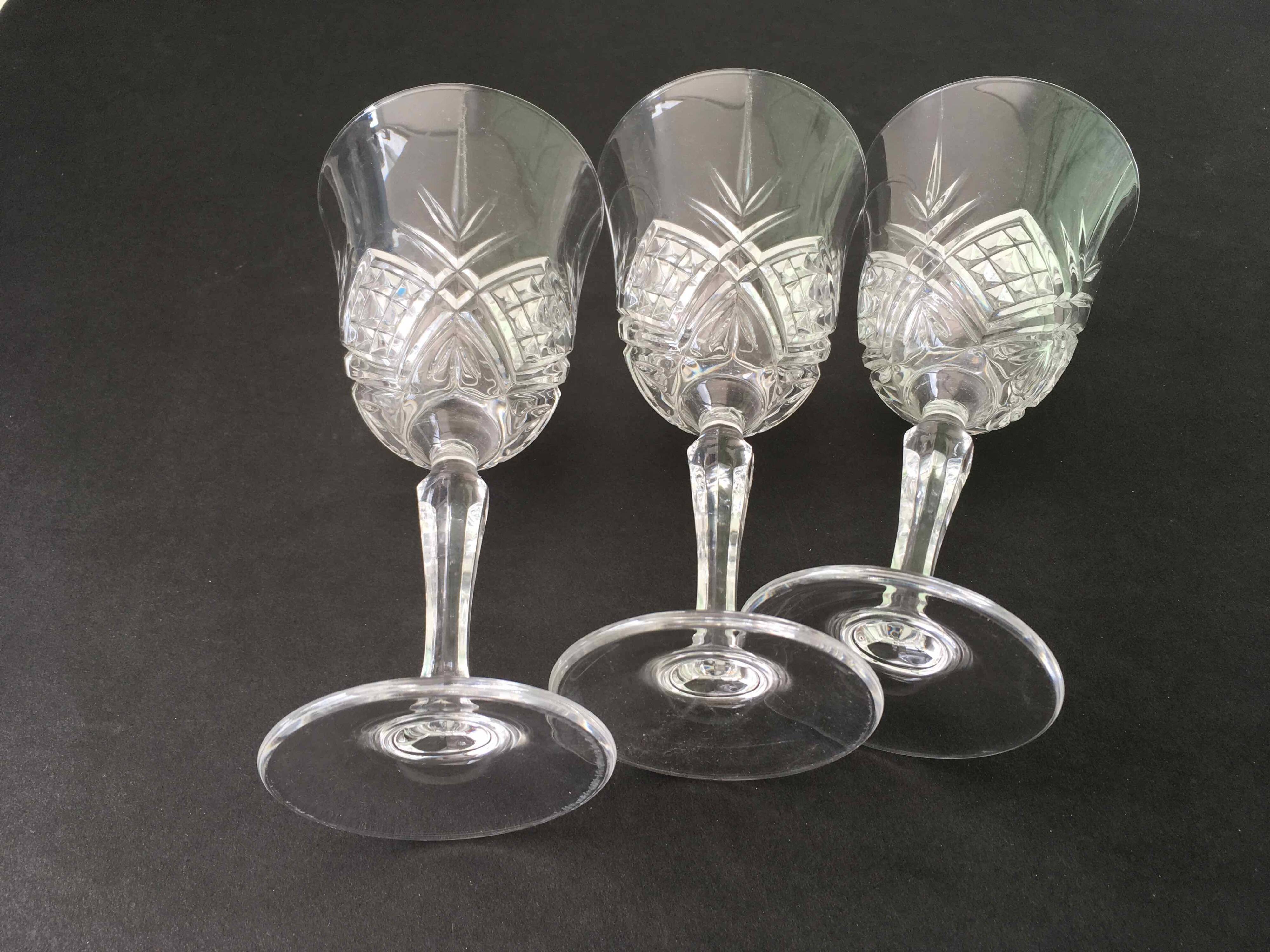 12 large cut crystal wine glasses