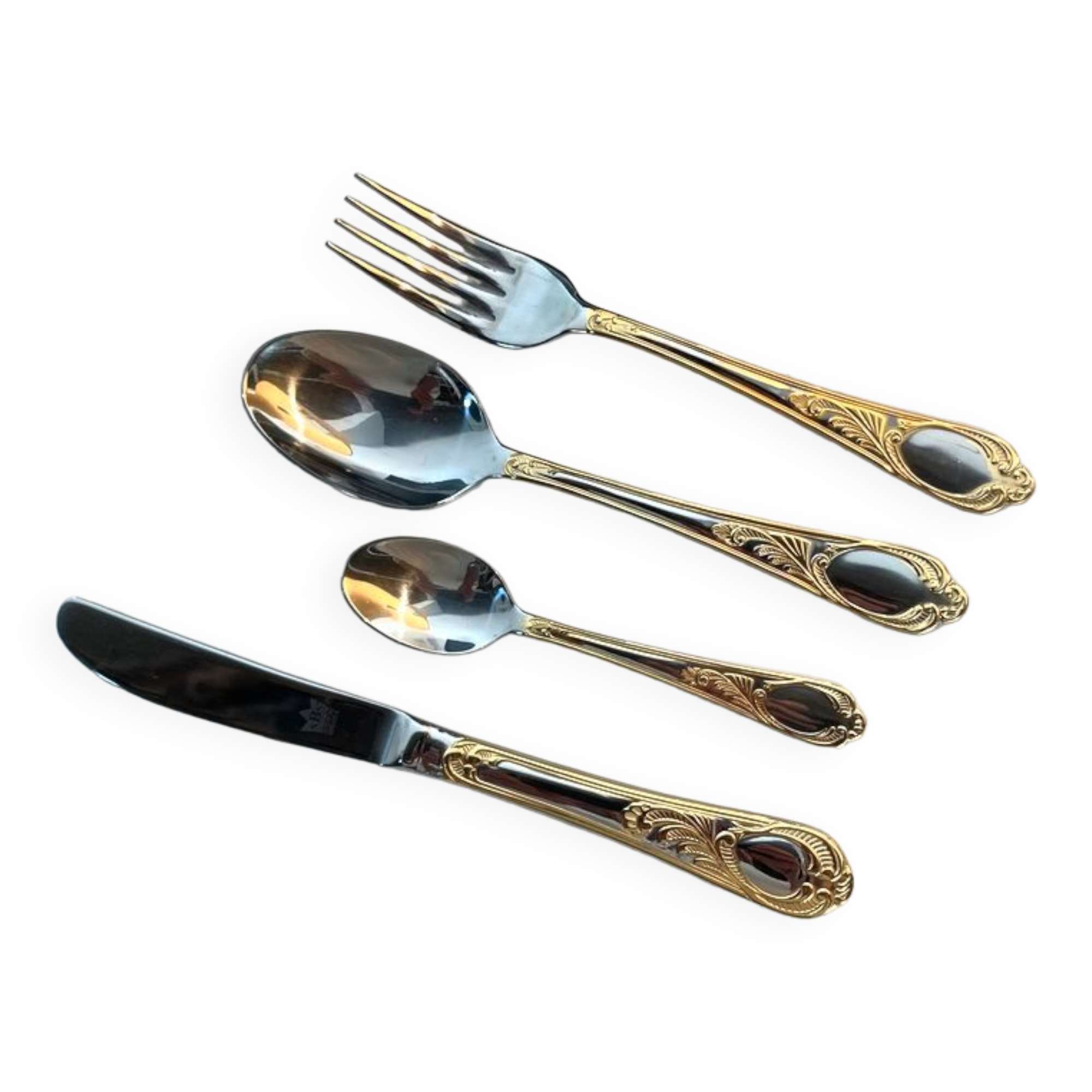 Cutlery set SBS Bestecke Solingen 70 pieces gold plated, vintage