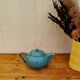 60s blue ceramic teapot