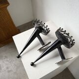 Black metal brutalist wall lights