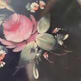 Hand-painted tray in enamelled sheet metal with a bouquet of Napoleon flowers