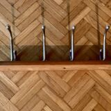 Vintage wooden wall coat rack - 4 hooks.