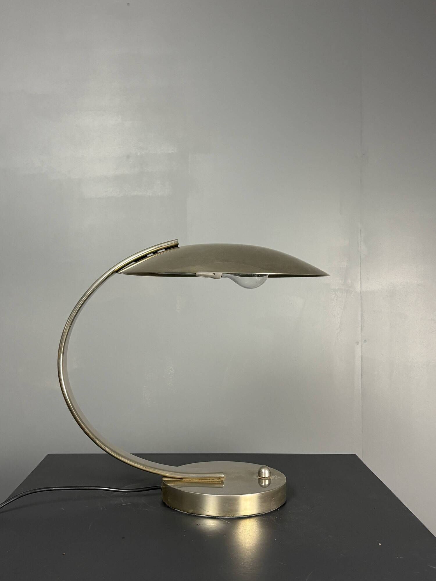 Art deco modernist arc desk or table lamp by Disderot, Soka, France, 1970s