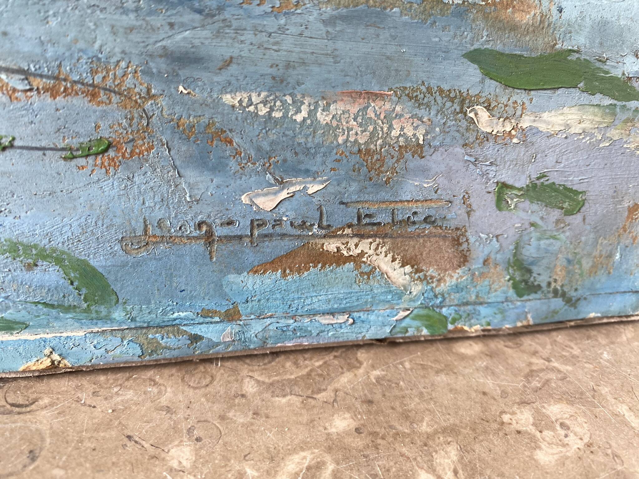 Signed sailboat landscape