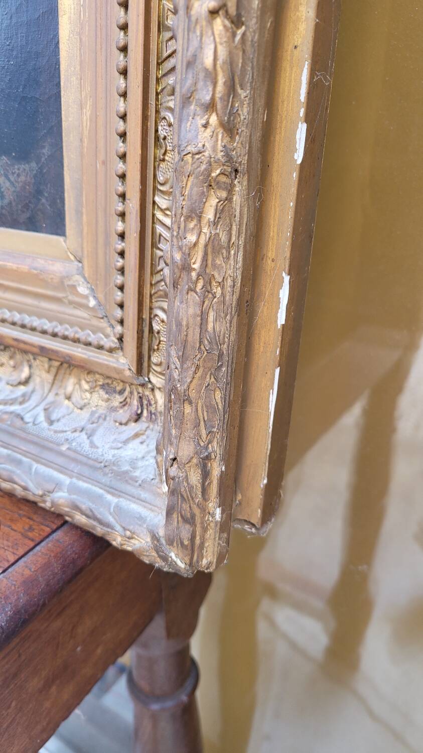 Oil on Canvas Portrait Painting of a Woman Framed 19th Century Signed