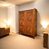Vintage solid oak cross-braced wardrobe 1940