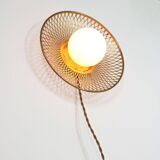 Mid-Century Intricate Wall Lamp in Brass and Opaline Glass, 1950s