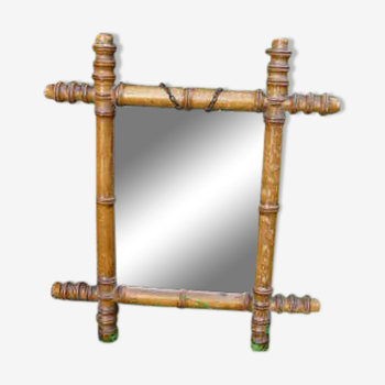 Miroir bambou avec chainette d'accroche  43x 48cm