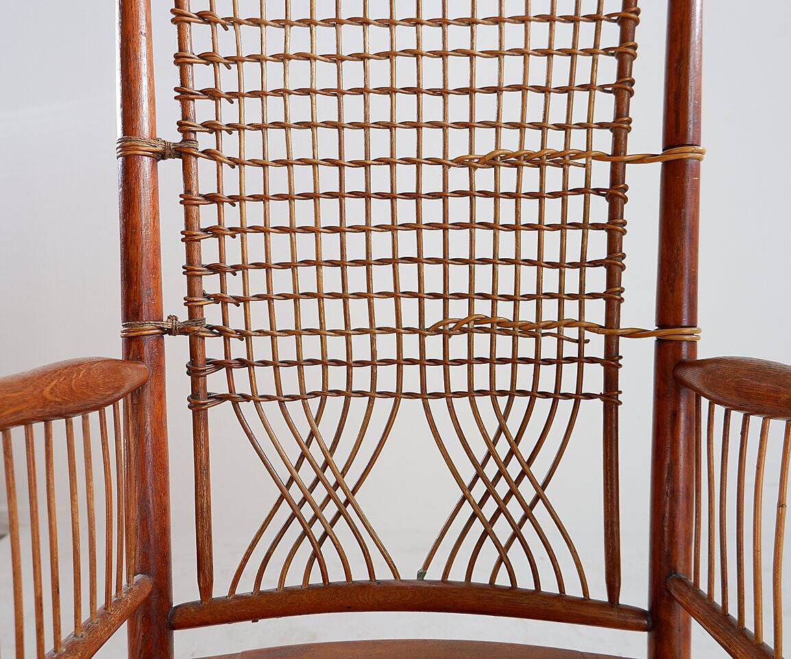 "Winter Garden" High back Wood and wicker chair