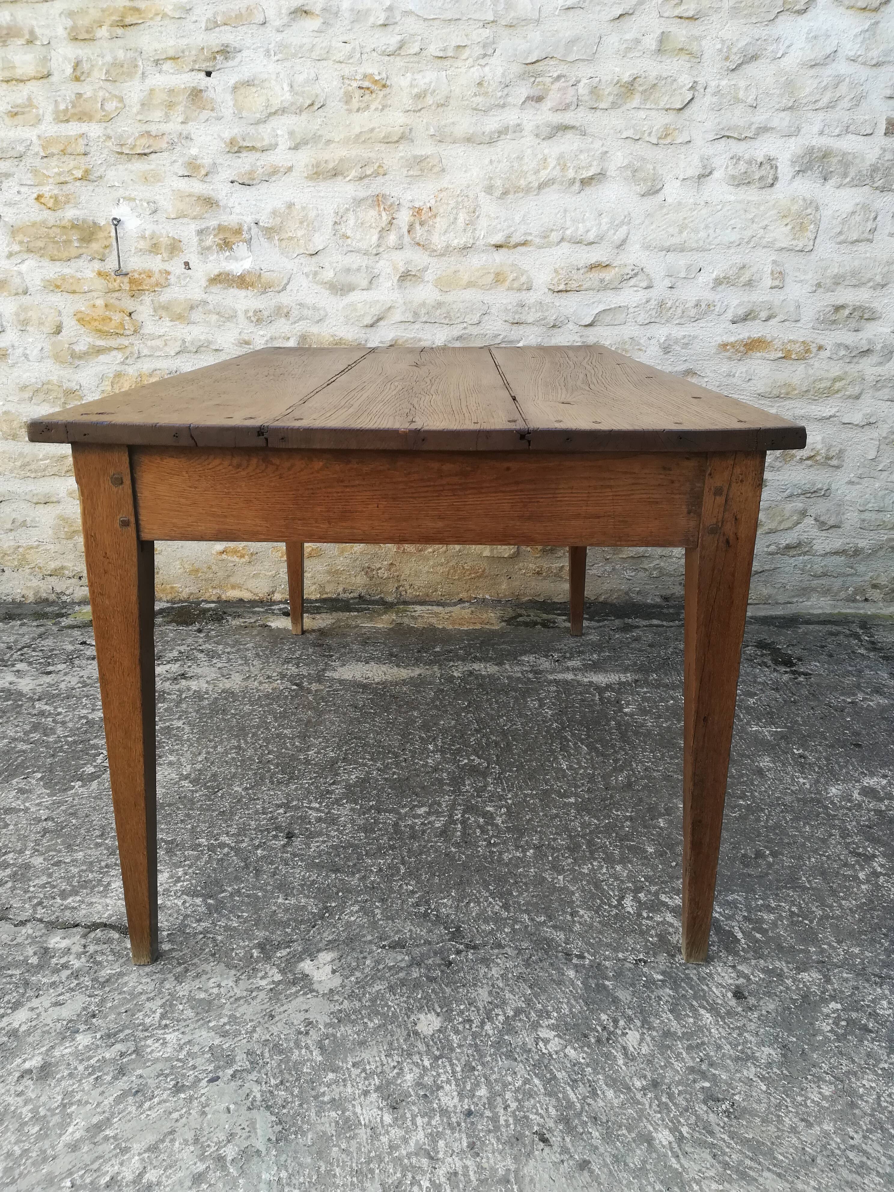 Oak farmhouse table two drawers