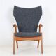 Fully restored Kurt Østervig / Rolschau Møbler “Wing Chair” armchair, mid-century Danish modern design, 1950s/1960s