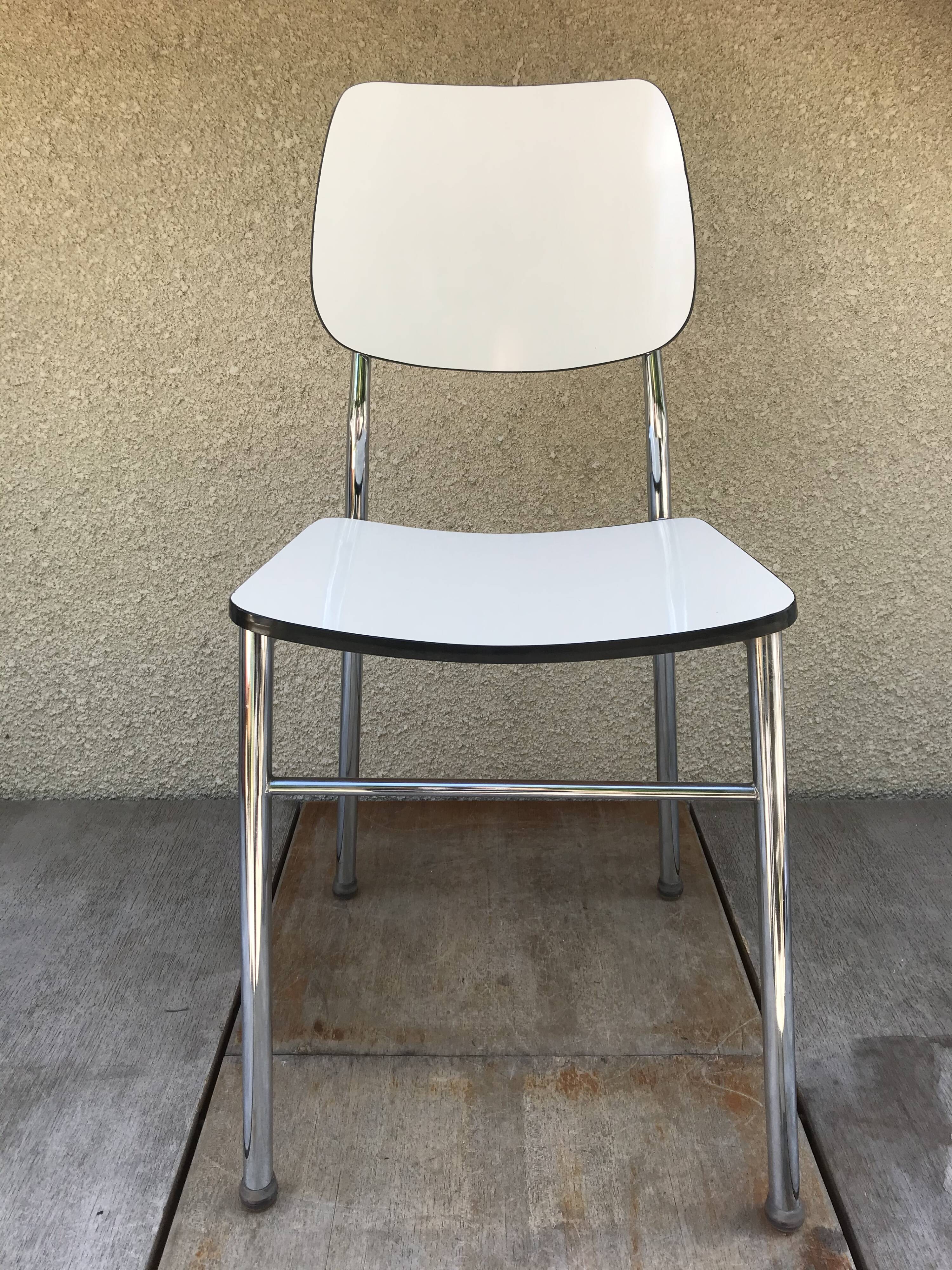 Pair of Old Metal Chromé Chairs - Vintage White Formica