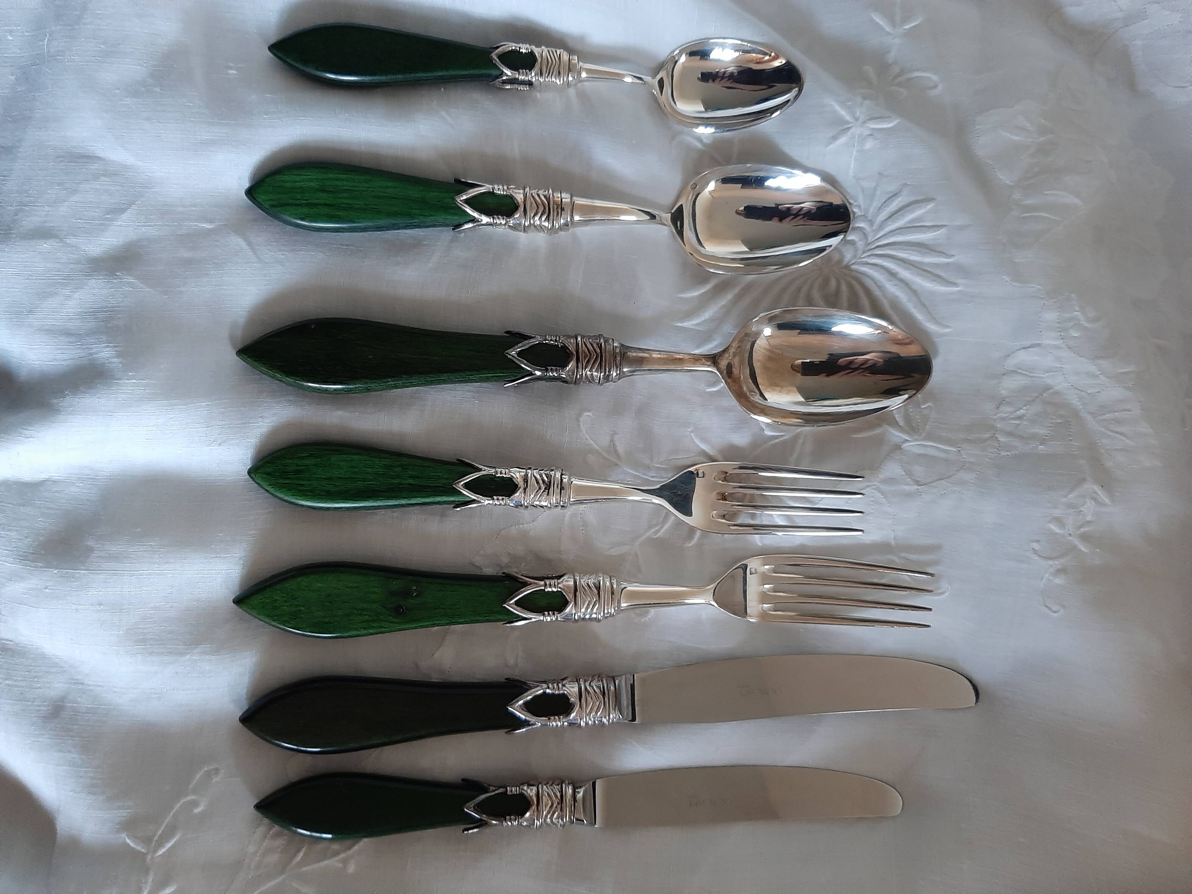 Laure Japy silver-plated metal and wood cutlery set x8
