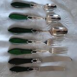 Cutlery set x8 Laure Japy silver metal and wood