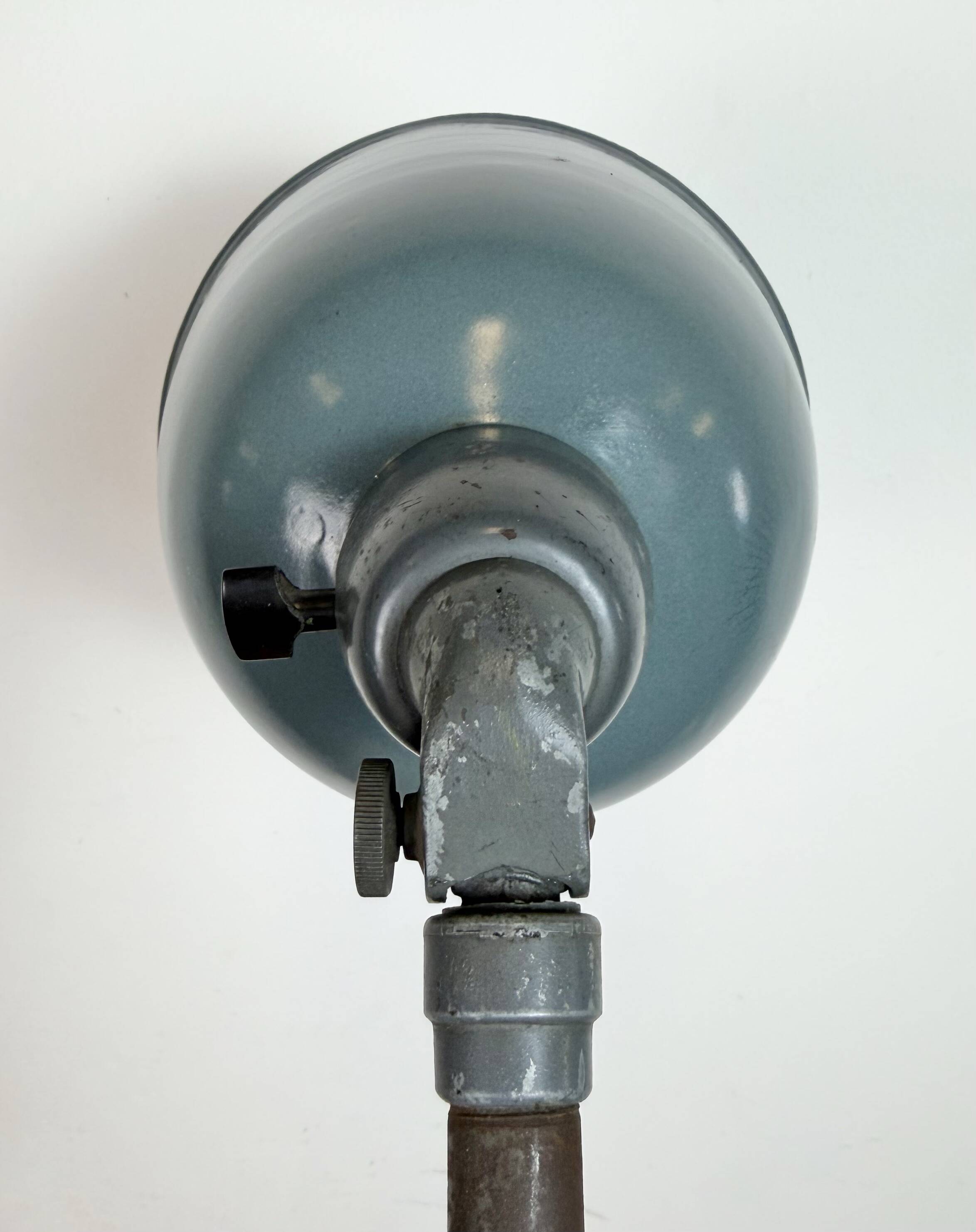 Industrial Grey Enamel Workshop Table Lamp from Siemens, 1950s