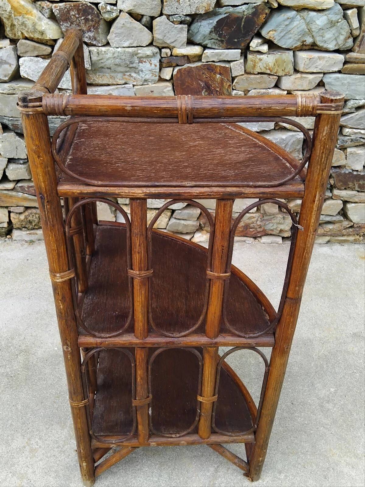 Étagère D' Angle En Rotin Vintage