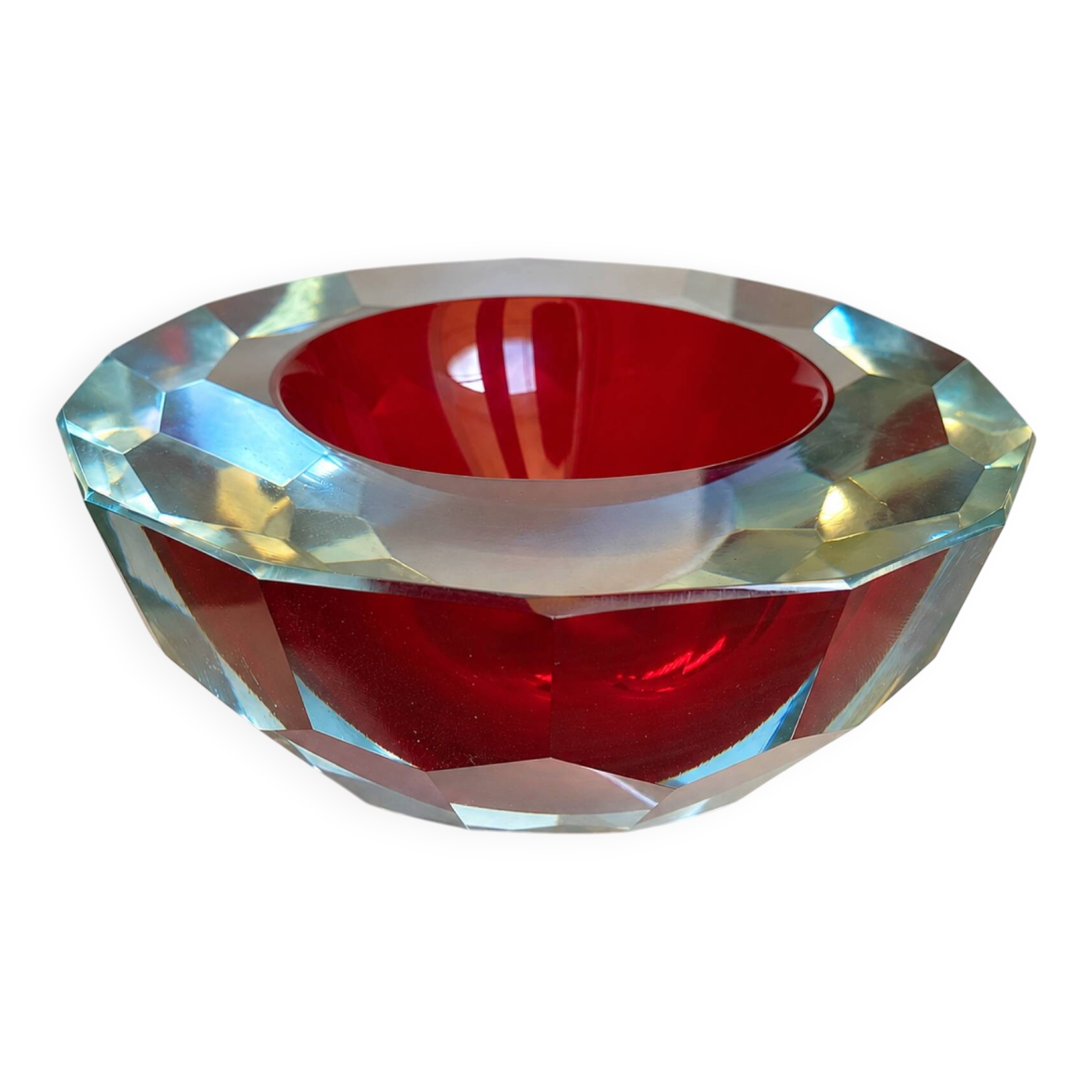 Murano glass geode faceted bowl