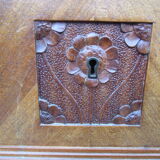 Low art-deco wood and marble chest of drawers