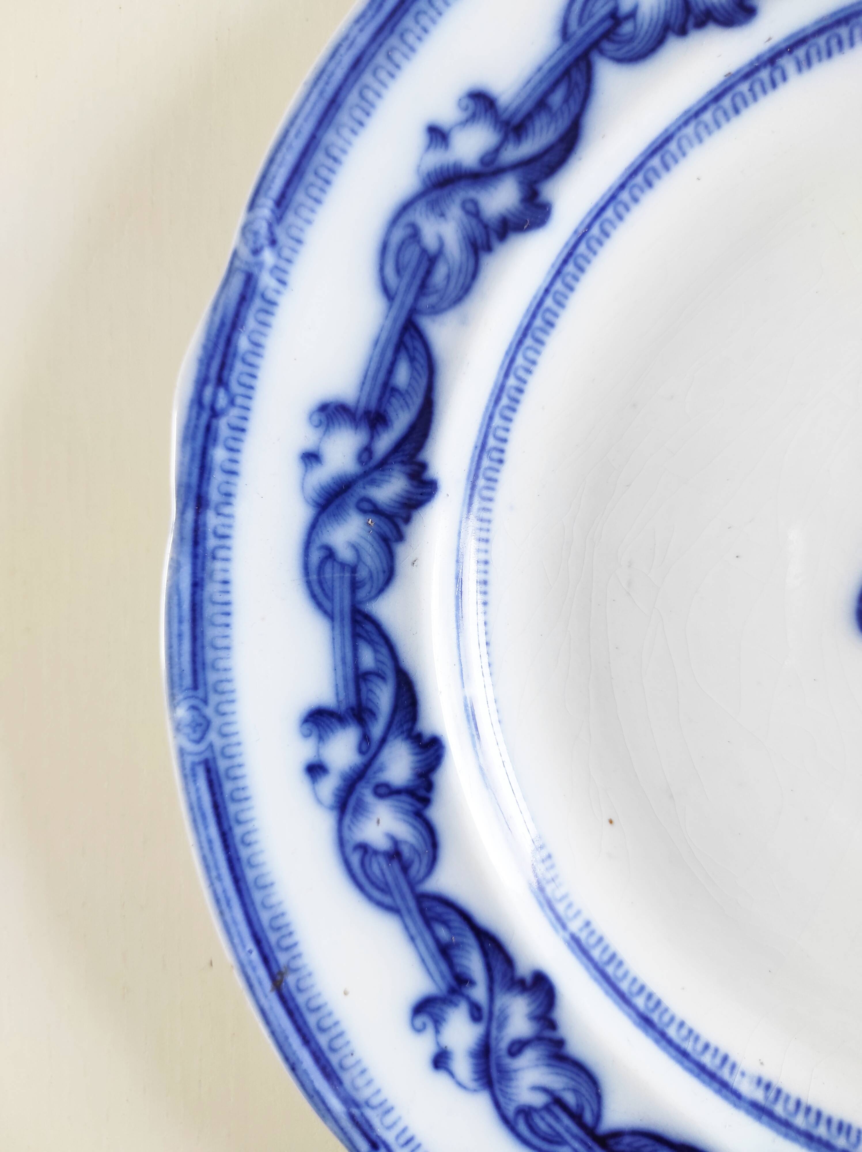 Pair of English earthenware plates, leaf pattern.