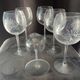 Set of 6 balloon wine glasses in engraved crystal with satin stems - 1980s/90s