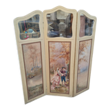 Screen or screen in painted wood and painted canvas