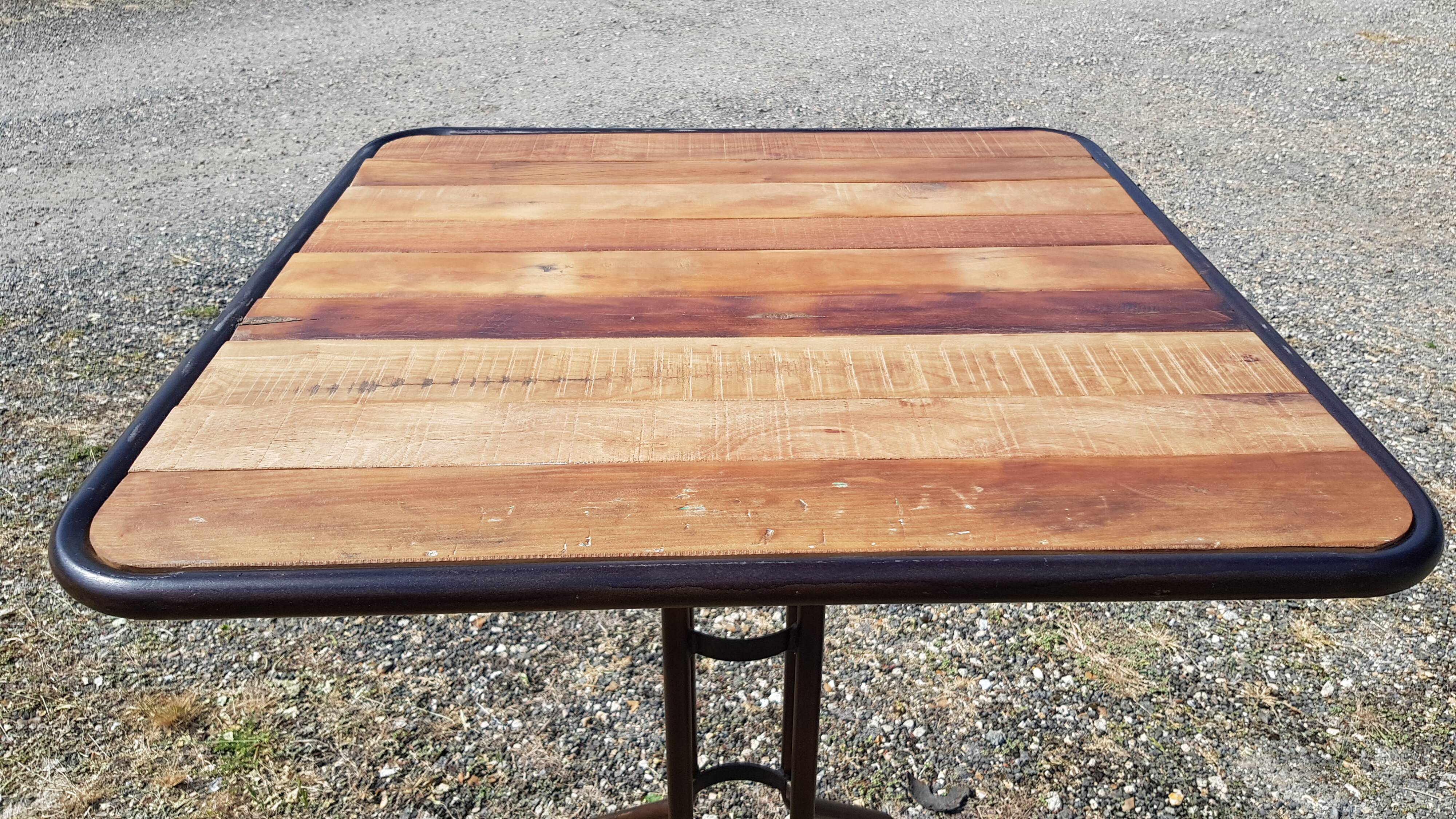 Teak and wrought iron high table