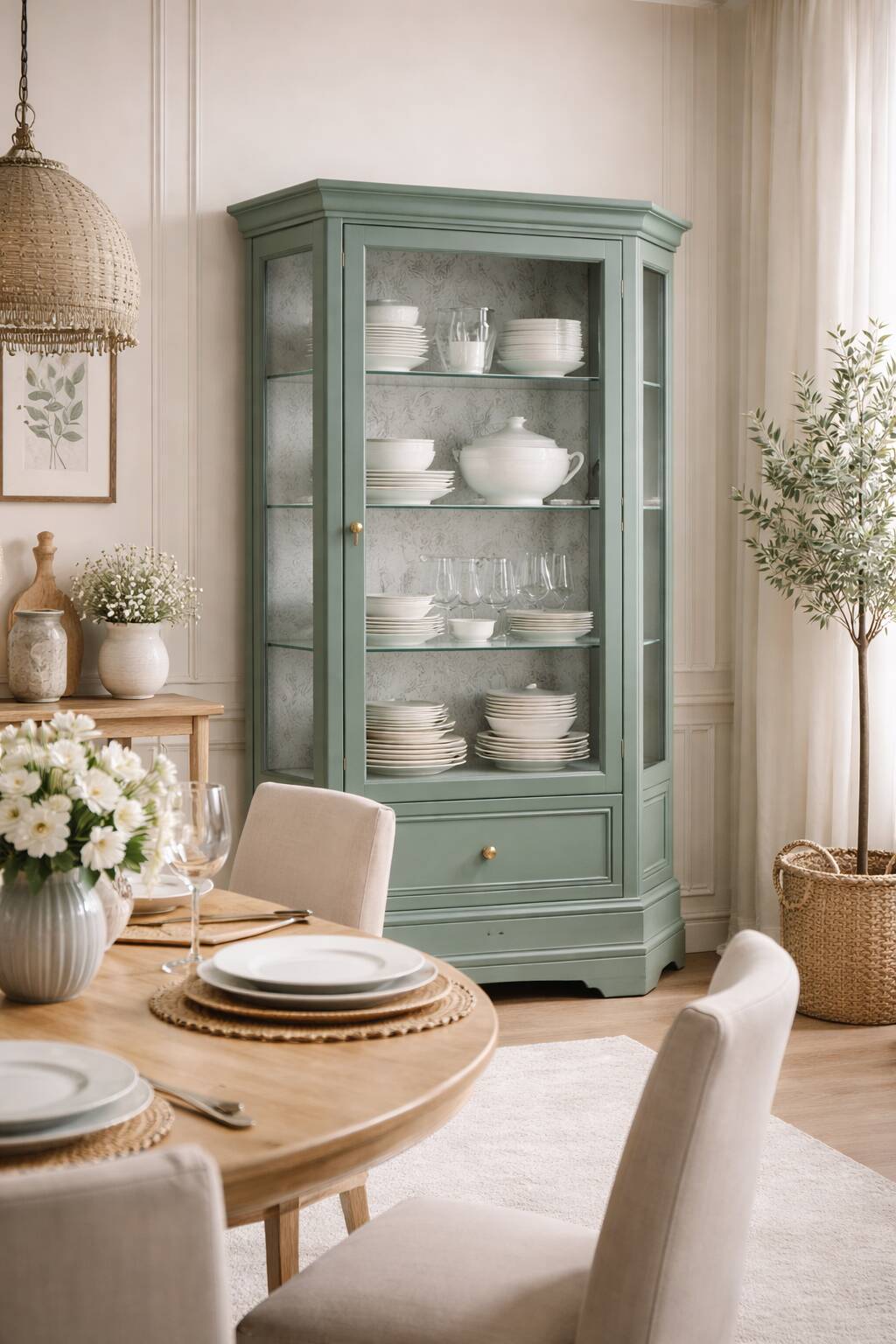 Bronze green display cabinet bookshelf