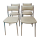 Set of 4 chairs chrome metal and skaï greige 70s.