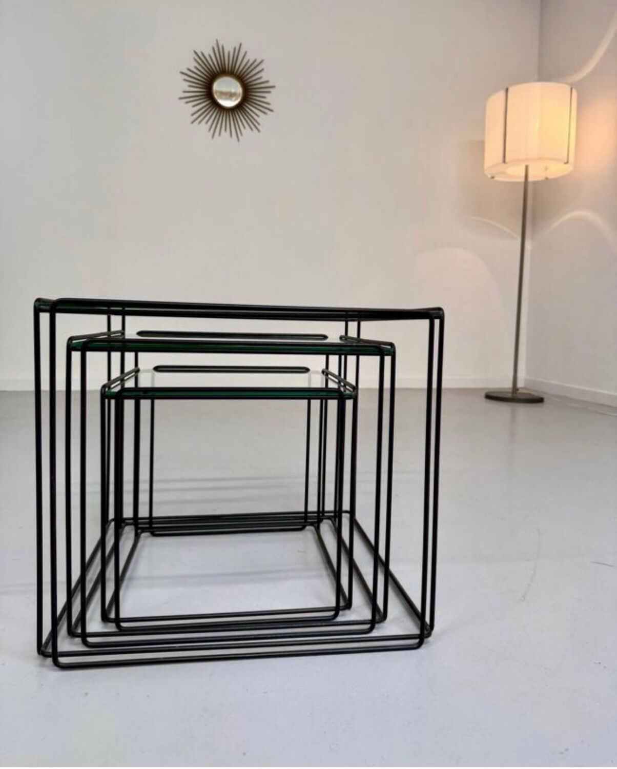 Lot of 3 vintage 1970s design nesting coffee tables by Max Sauze.
