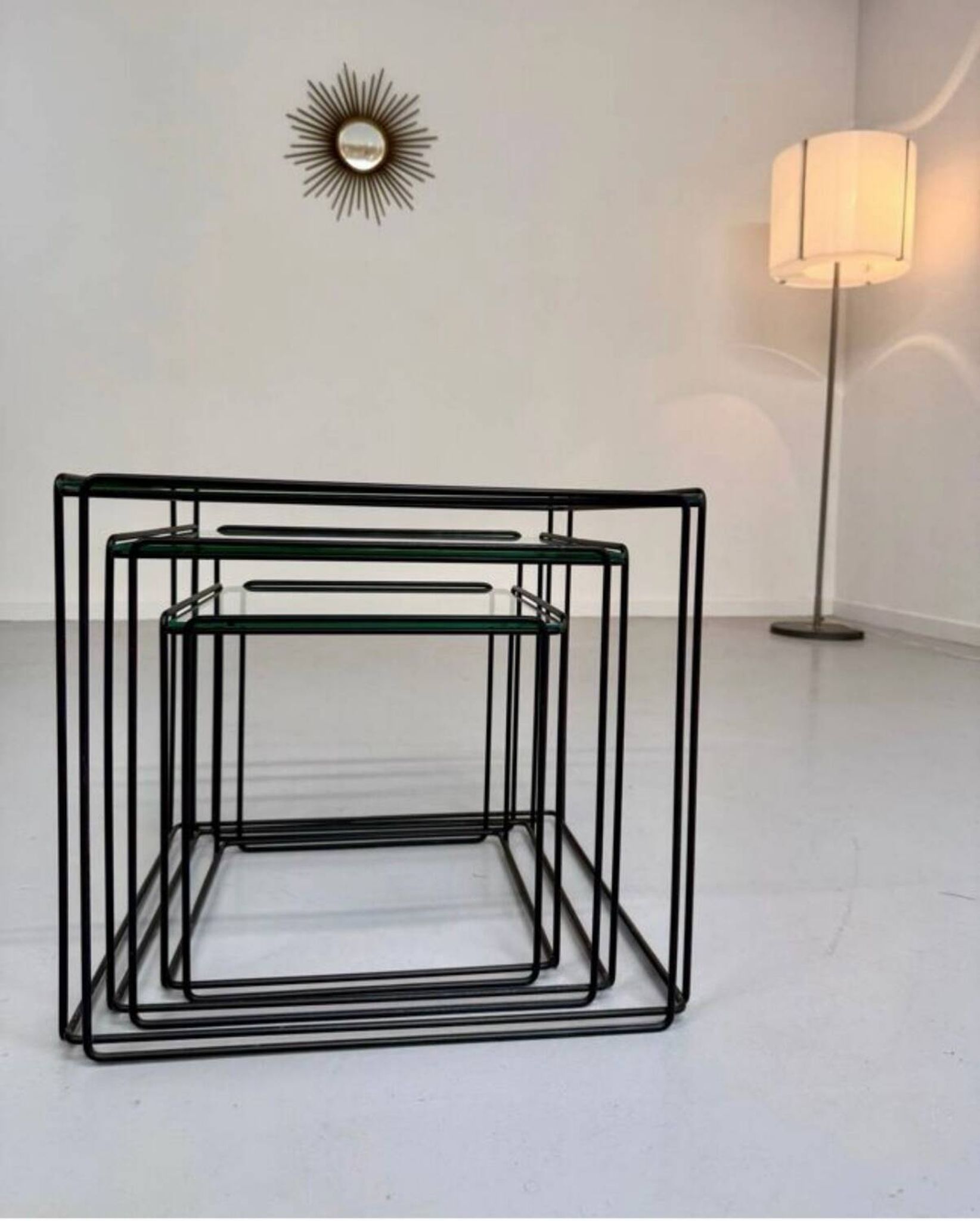 Lot of 3 vintage 1970s design nesting coffee tables by Max Sauze.