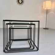 Lot of 3 vintage 1970s design nesting coffee tables by Max Sauze.