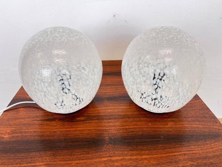 Pair of design mid century artglass Table Lamps, 1980s - Czechoslovakia