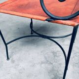 Wrought Iron and Leather Swirl Dining Chairs, Spain, 1960s, Set of 6