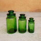 Series of 3 vintage glass jars