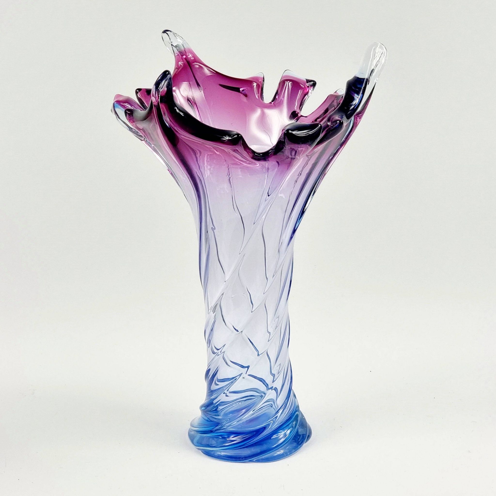 Very Large Mid-Century Murano Glass Twisted Vase from Fratelli Toso, Italy