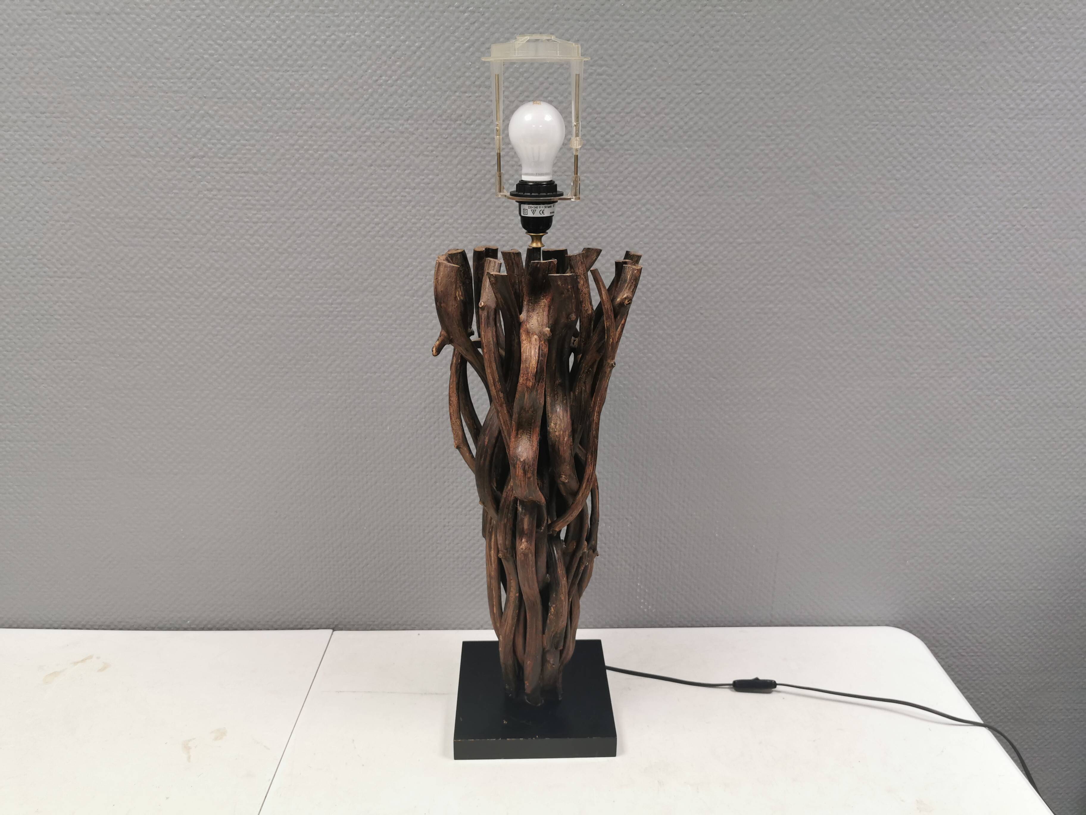 Designer table lamp/floor lamp, made from driftwood.