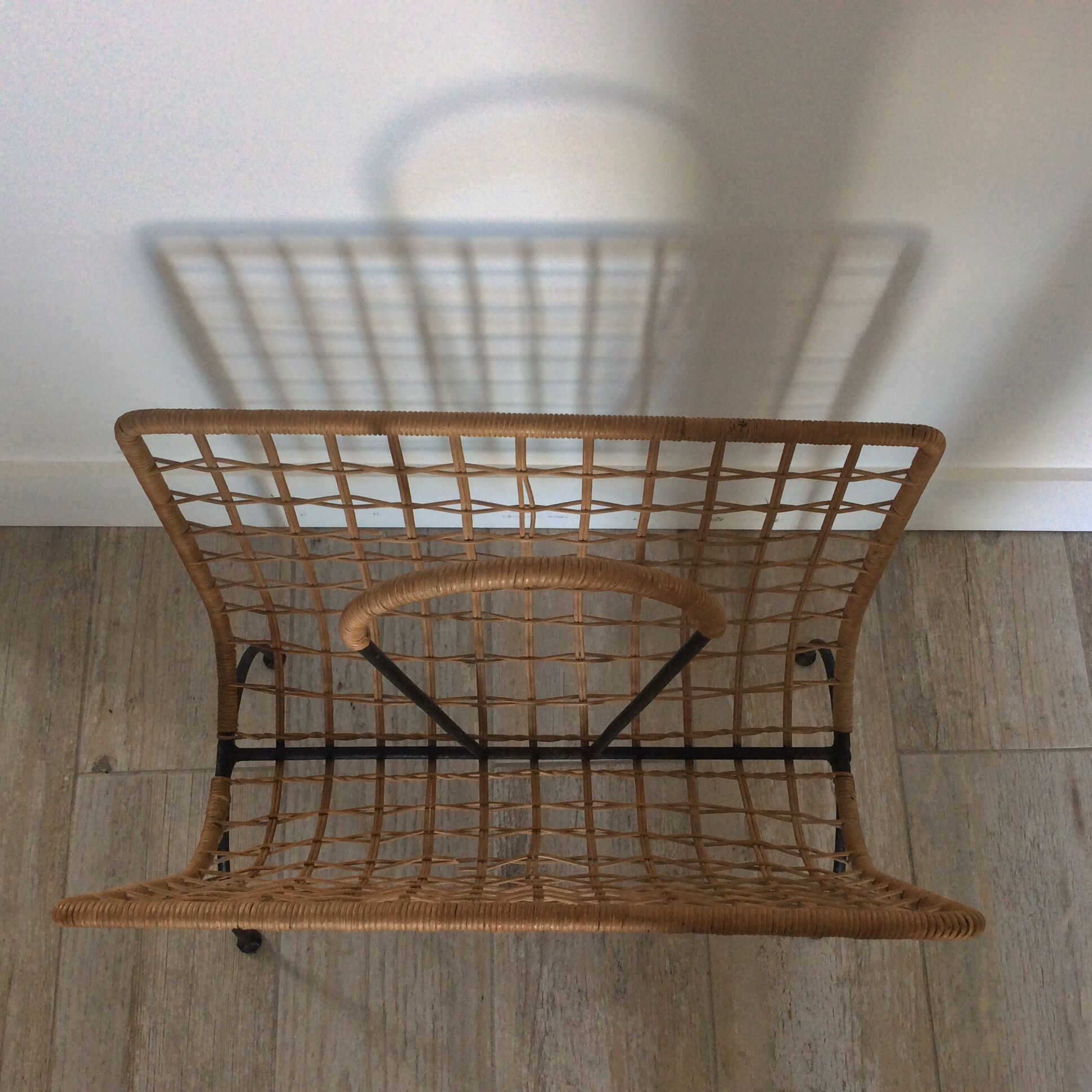 Rattan and iron magazine holders