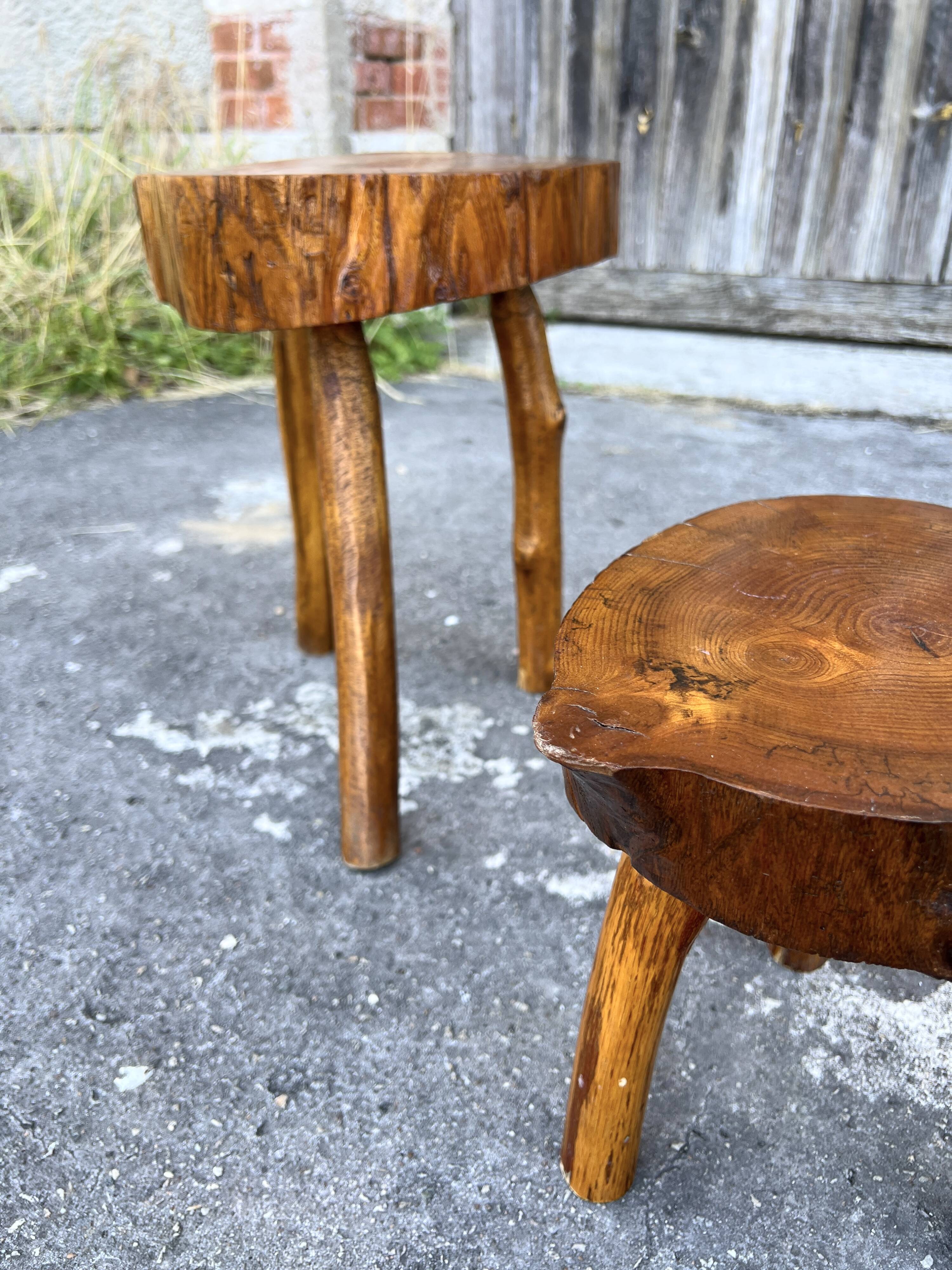 Brutalist Stool Duo with Organic Seating