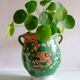 Ancient jar olive in provencal glazed terracotta, glazed green of the 19th century
