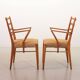 Cees Braakman Dutch Design Wooden Ladder Arm Chairs & Caramel Bouclé Fabric