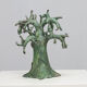 Patinated bronze baobab tree sculpture with birds, signed TM, 1980s