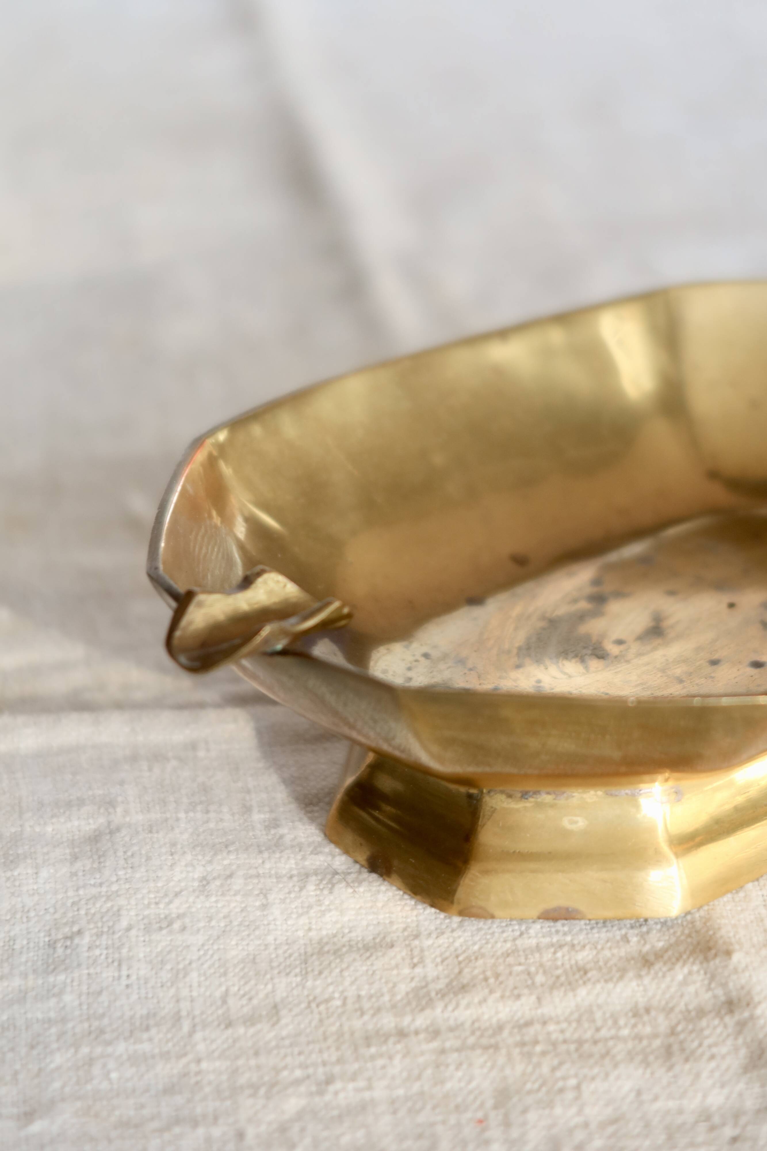 Antique patinated brass ashtray