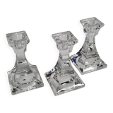 Set of 3 Villeroy & Boch Crystal Candle Holders - 11 cm, Engraved