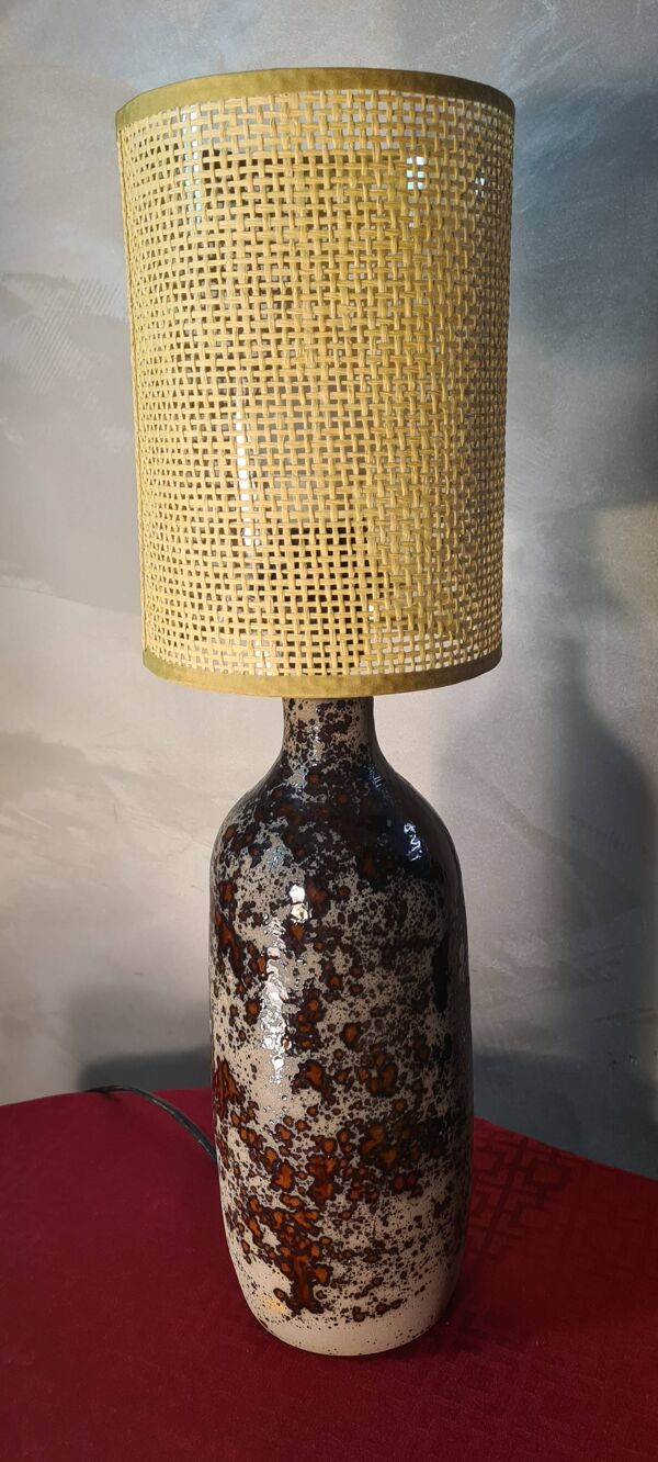 Lampe en céramique vernissée, abat jour neuf